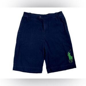Polo by Ralph Lauren Boy’s Navy Cotton Shorts Green Large Embroidered Logo SZ 14